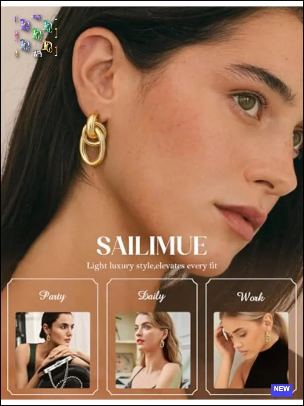 14K Gold Plated Chunky Knot Drop Dangle Earrings Hypoallergenic Lightweight
